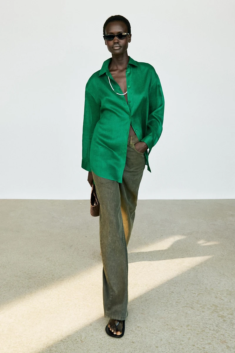 100% ramie flowing long shirt
