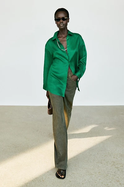 100% ramie flowing long shirt