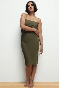 100% SILK STRAPPY MIDI DRESS
