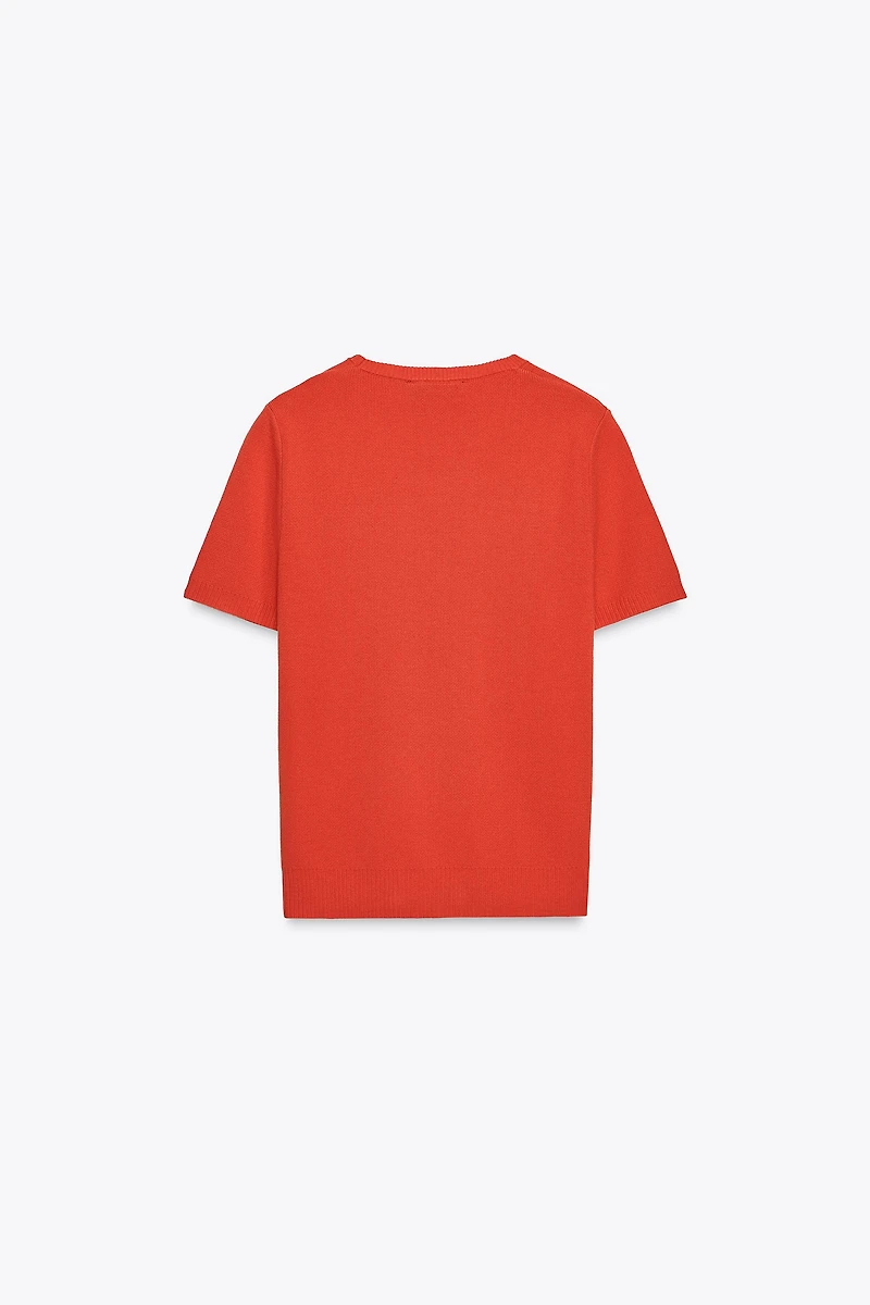 SHORT SLEEVE BASIC KNIT TOP