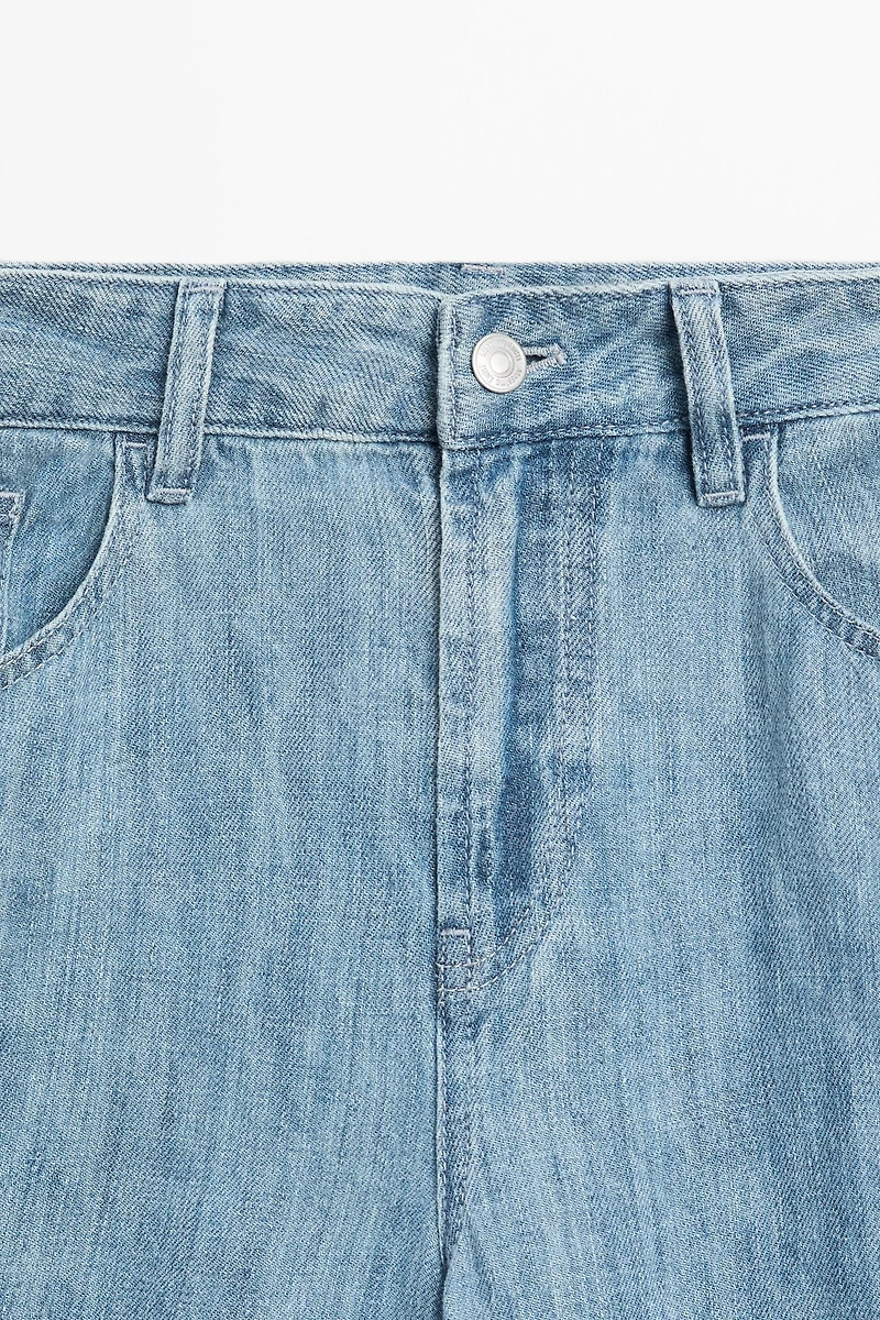 100% linen high-waist barrel fit jeans