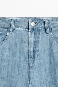 100% linen high-waist barrel fit jeans