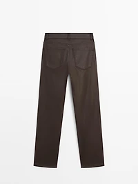 Pantalon straight enduit taille haute