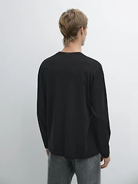 Long-sleeve cotton blend T-shirt