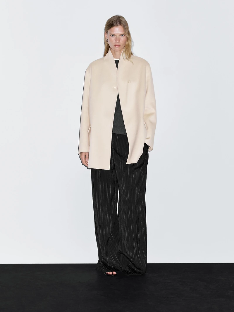Manteau laine à col montant