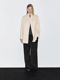 Manteau laine à col montant