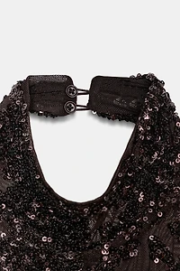 SEQUIN HALTER DRESS