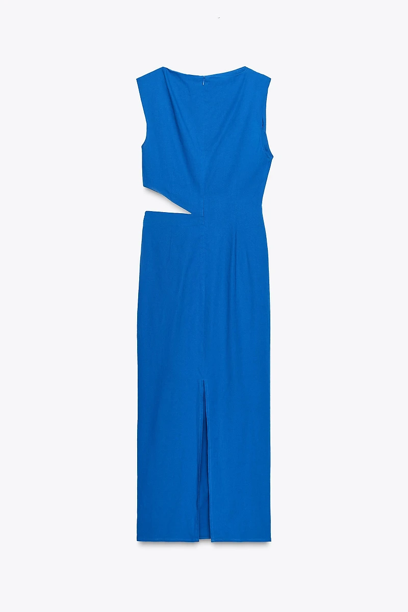 LINEN CUT OUT MIDI DRESS