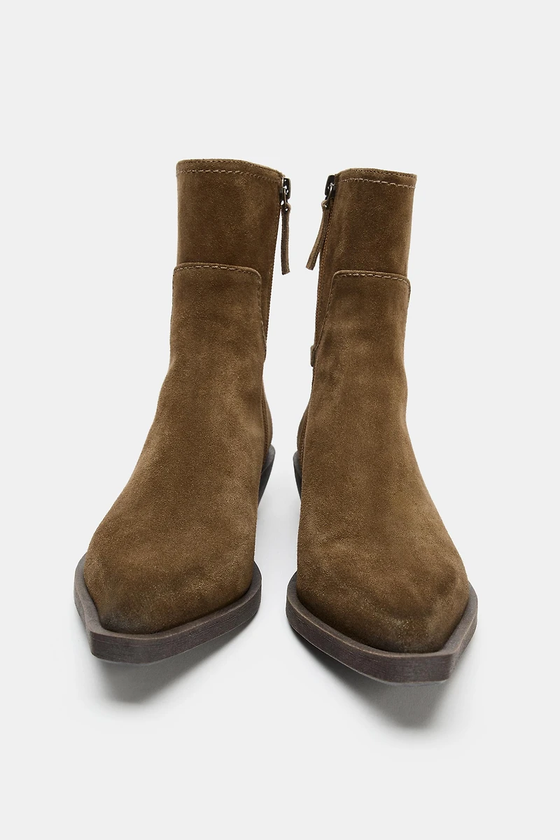 BOTTINES EN CUIR EFFET USÉ