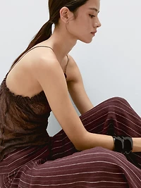 Pantalon large lin taille haute