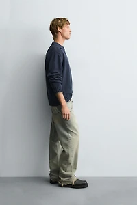 DISTRESSED KNIT POLO
