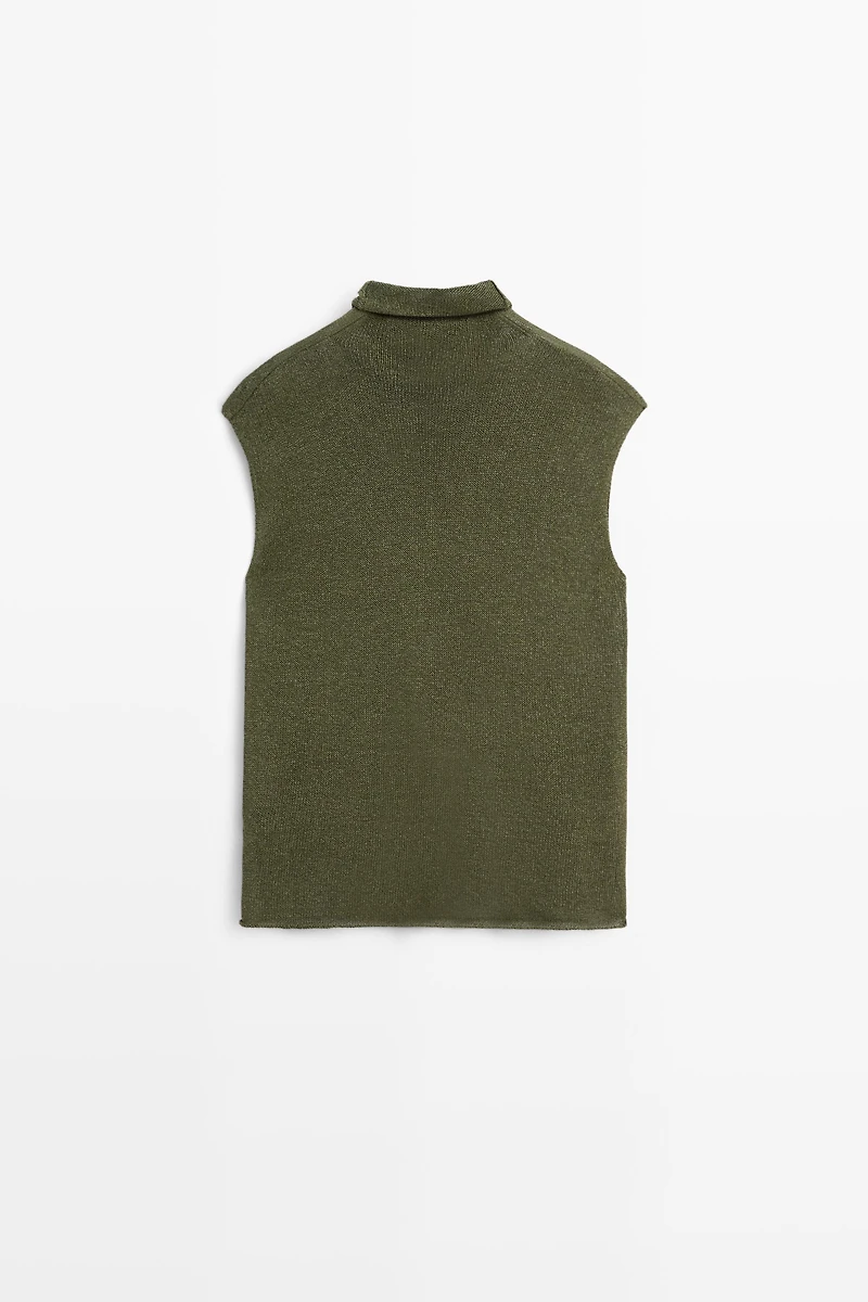 Draped high neck knit top