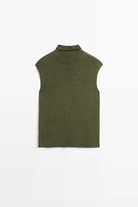 Draped high neck knit top
