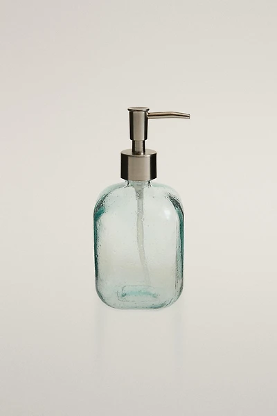 DISTRIBUTEUR SAVON VERRE BULLES BLEU