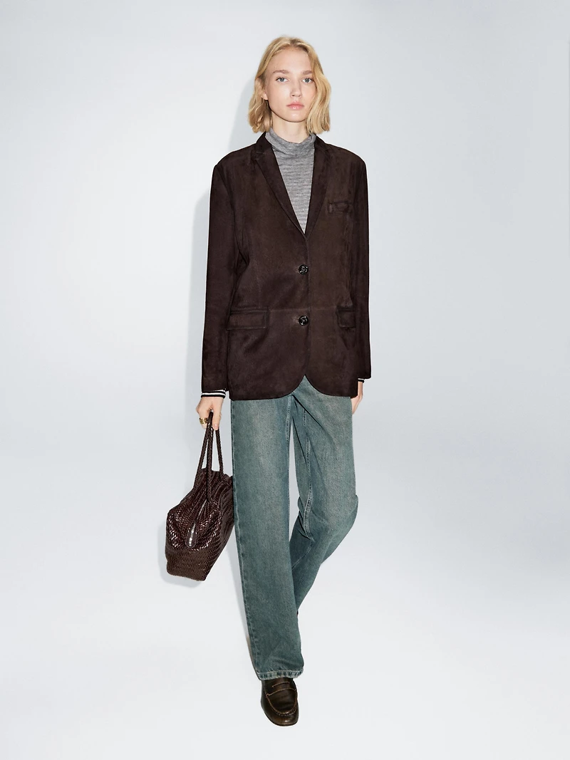 Suede leather blazer