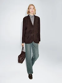 Suede leather blazer