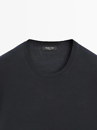 T-shirt en maille de laine mélangée à manches courtes