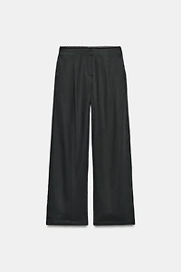 PANTALON DROIT EN LIN DENTELLE