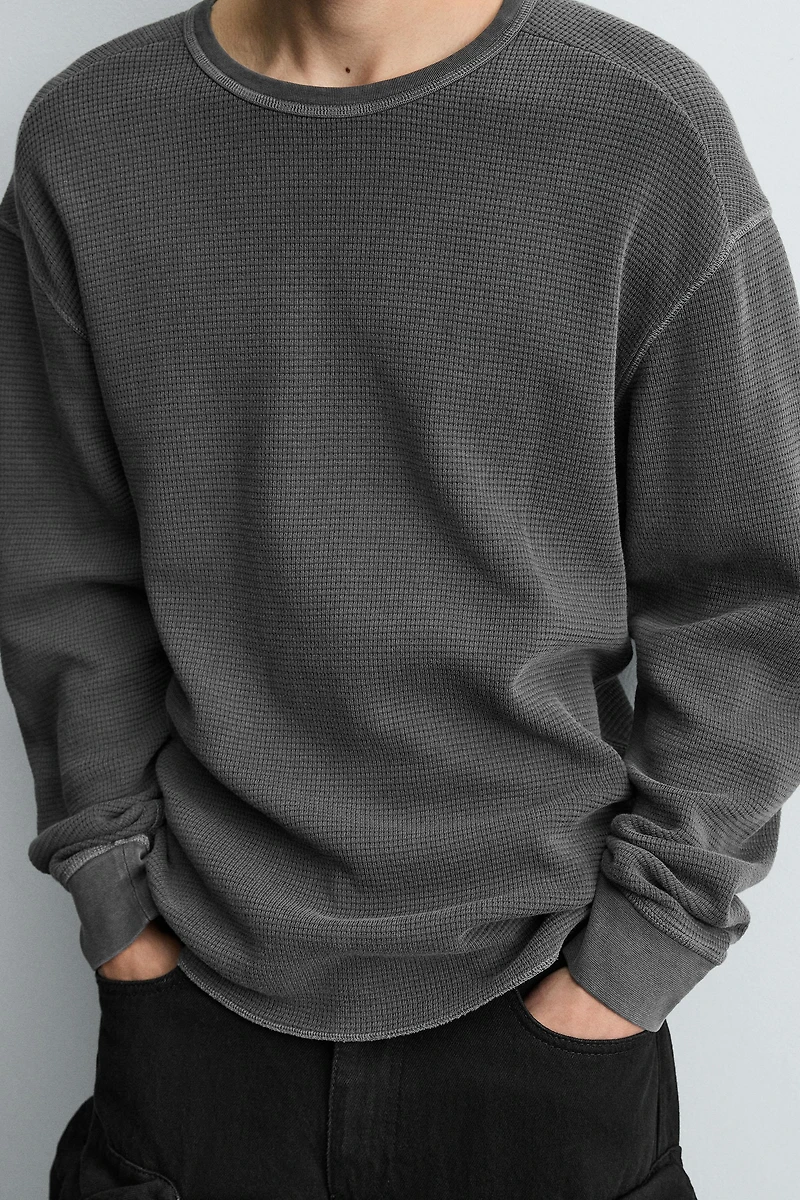 WASHED WAFFLE KNIT T-SHIRT