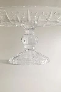 RAISED GLASS SERVING DISH WITH DIAMOND DESIGN