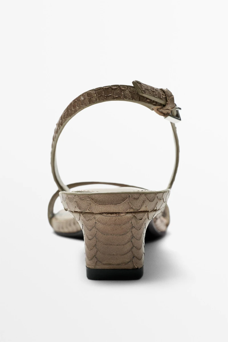 High-heel sandals embossed leather