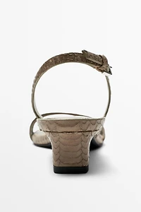 High-heel sandals embossed leather