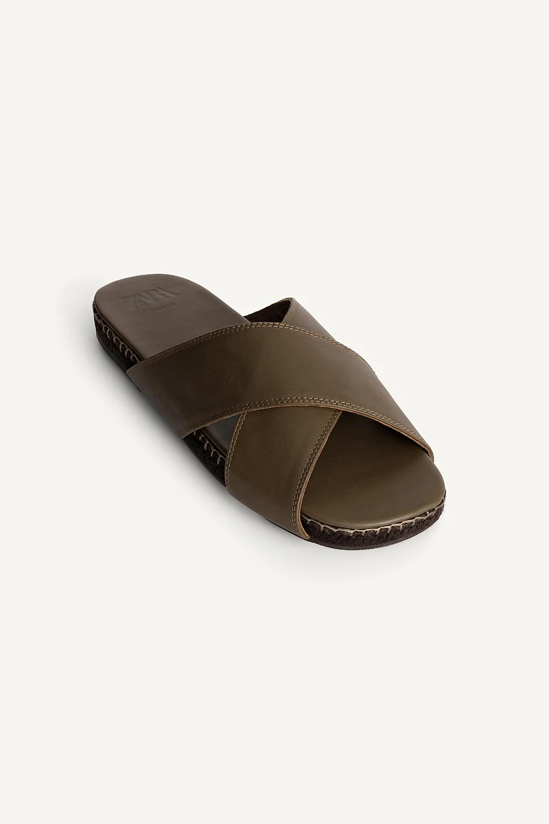 CRISSCROSS LEATHER SANDALS