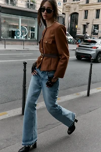 FAUX SUEDE BELTED BLAZER