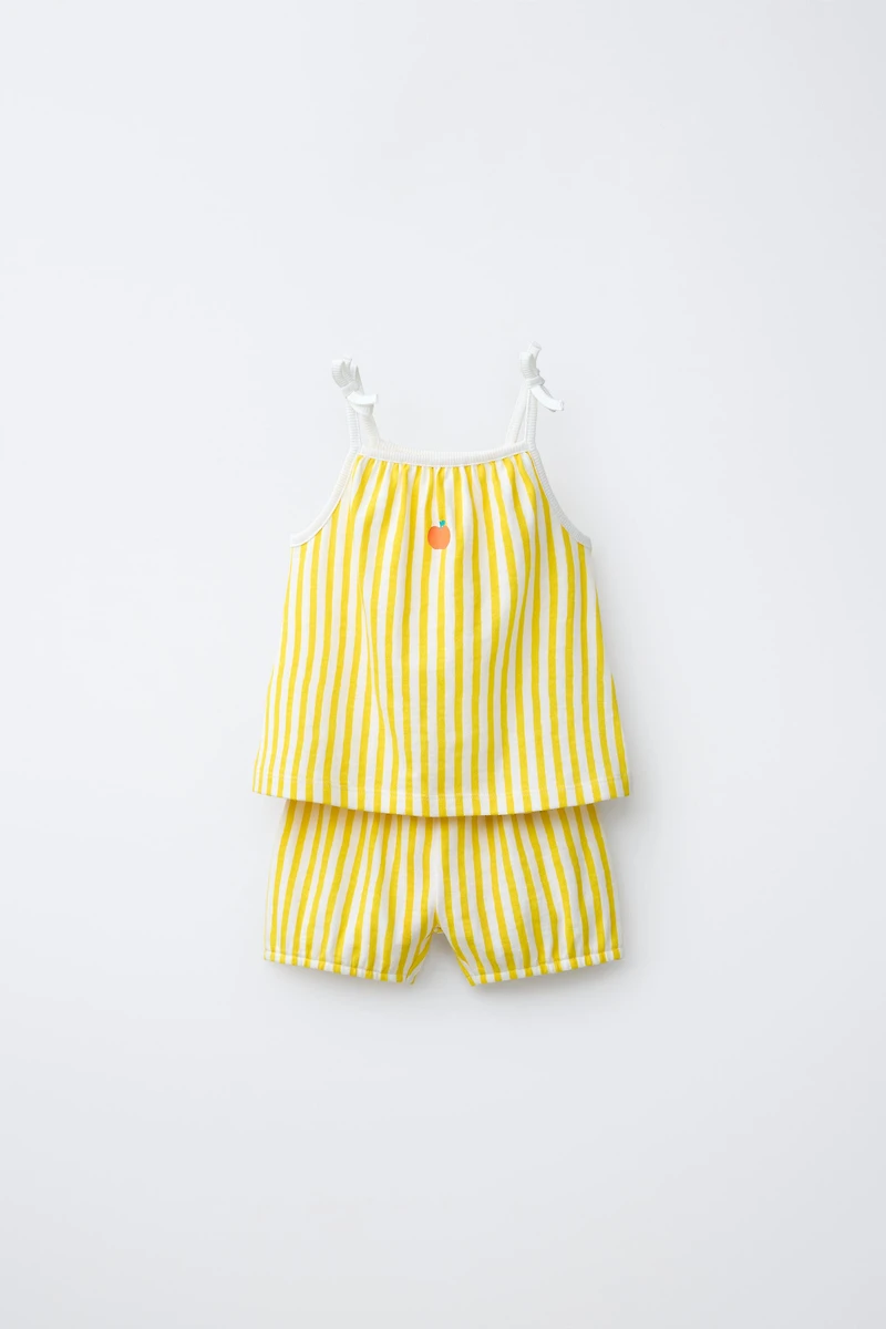 STRIPED T-SHIRT AND BLOOMER SET