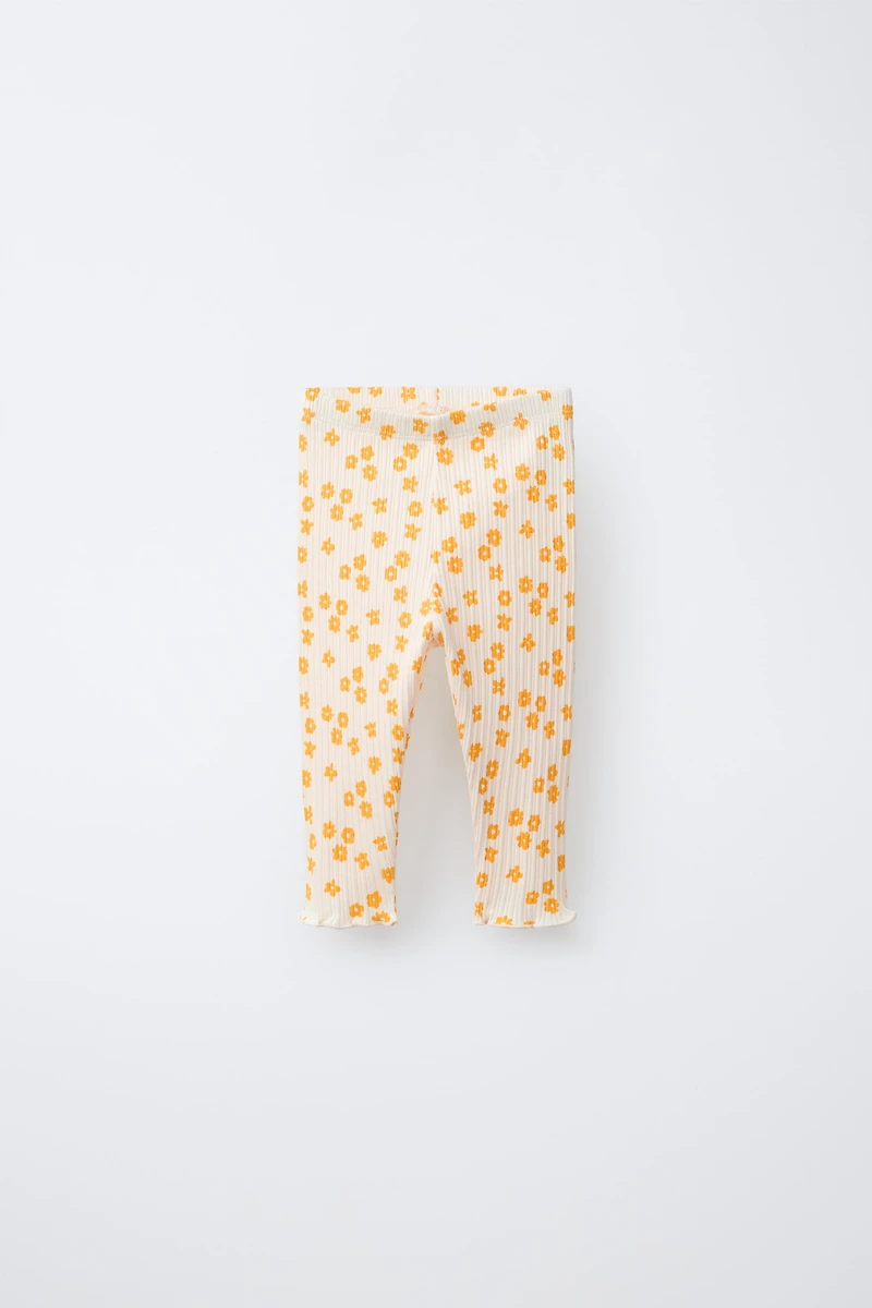 FLORAL RIBBED LEGGINGS