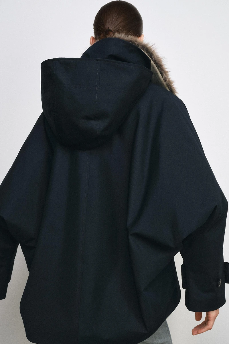 FAUX FUR COLLAR TRENCH COAT ZW COLLECTION