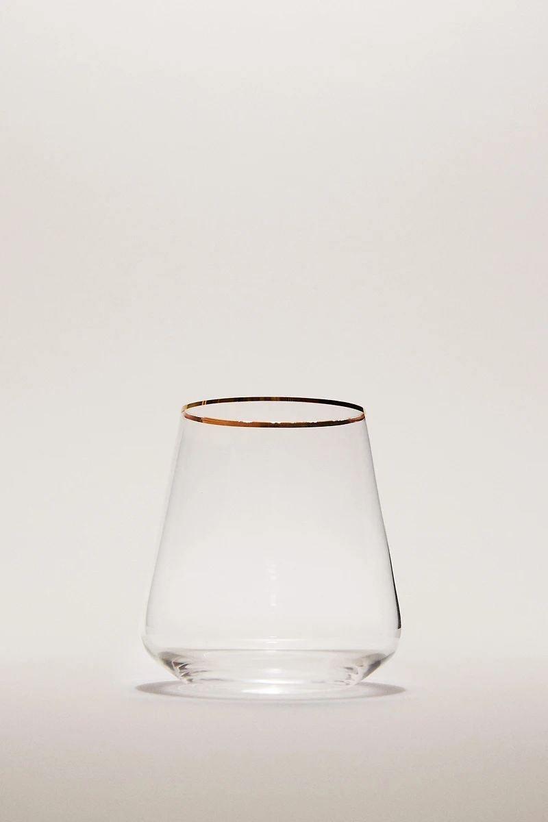 BOHEMIA CRYSTAL TUMBLER WITH A GOLDEN RIM
