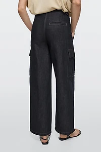 Linen blend cargo jeans
