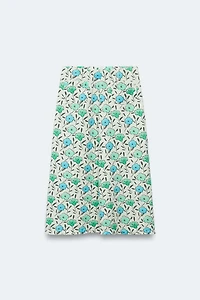 LIMITED EDITION FLORAL LINEN BLEND MIDI SKIRT