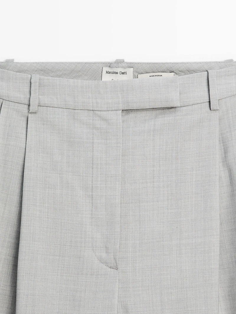 100% wool wide-leg trousers with darts - STUDIO