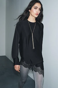 BLOUSE ASYMÉTRIQUE DENTELLE ZW COLLECTION LIMITED EDITION