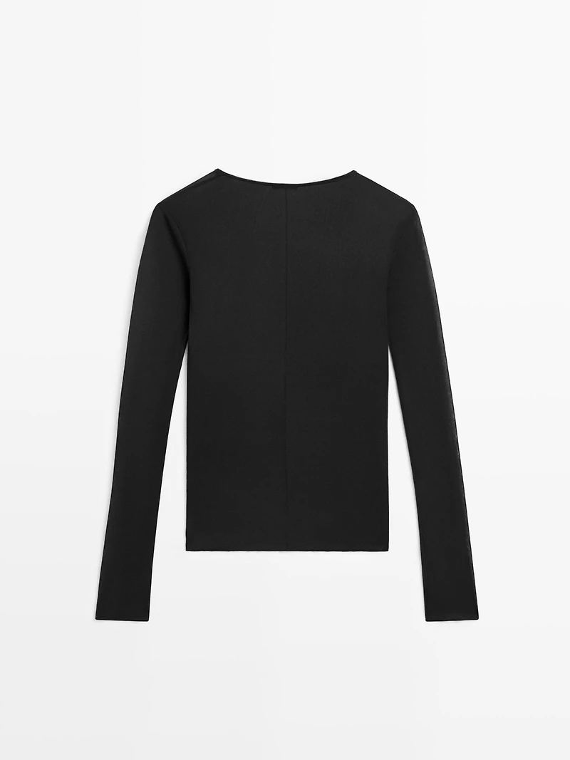 Long sleeve silk T-shirt