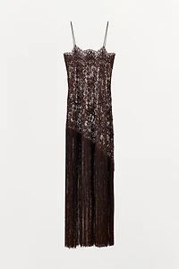 FRINGED LACE STRAP DRESS