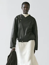 Leather bomber jacket