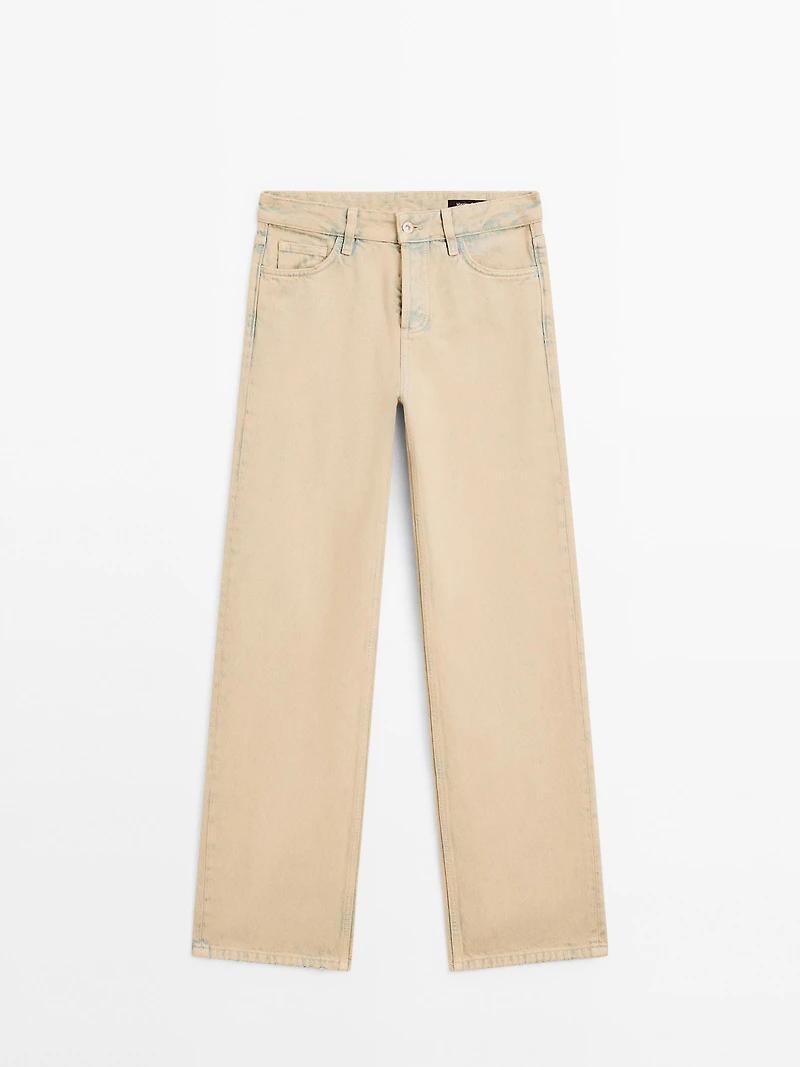Jean large mid-rise coton