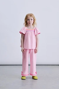 PANTALON JUPE-CULOTTE TEXTURÉ ONDULÉ CONTRASTÉ