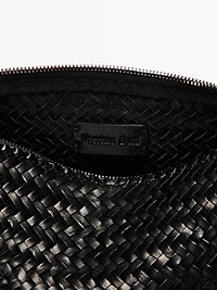 Nappa leather woven bucket bag