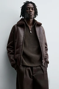 DOUBLE FACED FAUX LEATHER JACKET