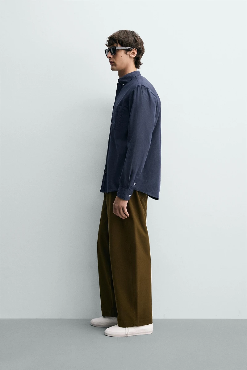 REGULAR FIT LINEN - COTTON SHIRT
