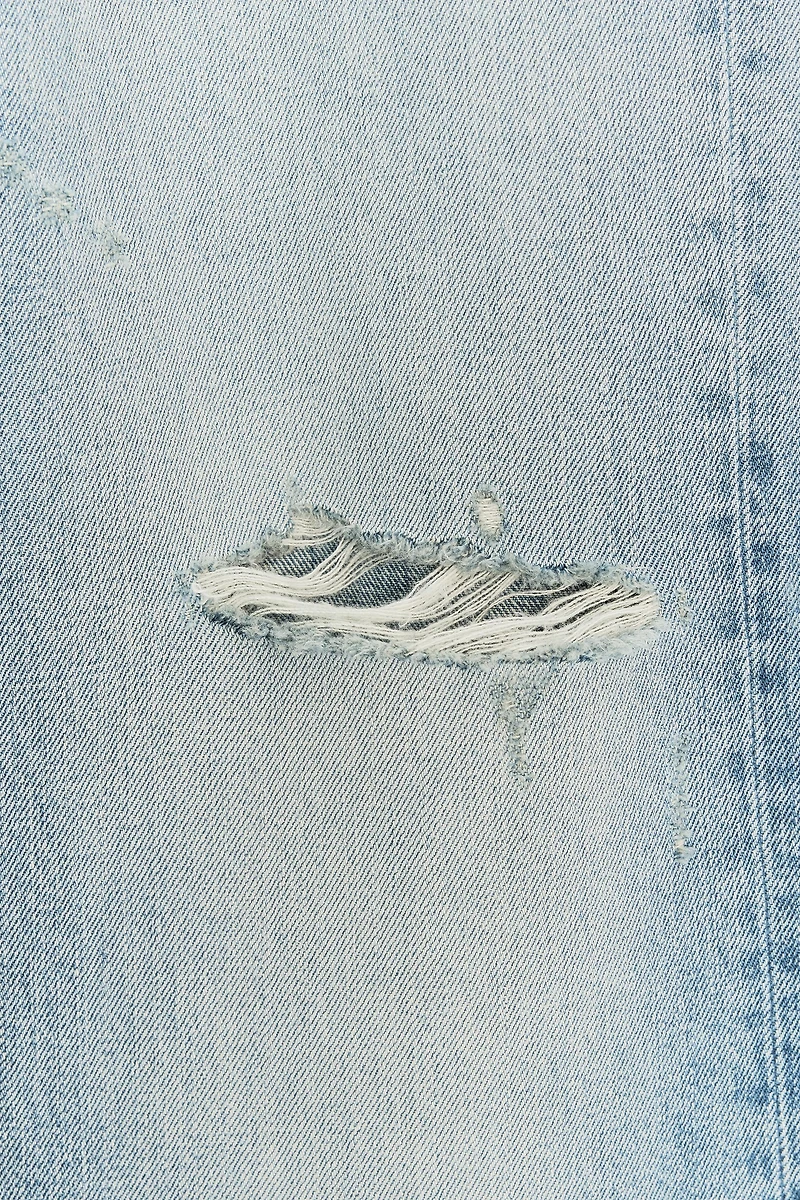 TRF MID-RISE RIPPED WIDE LEG JEANS