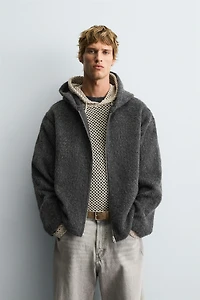 FAUX FUR HOODED OVERSHIRT