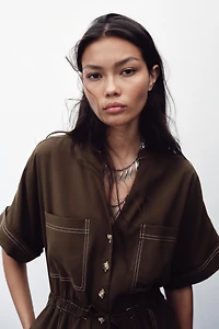 SHORT JUMPSUIT WITH TOPSTITCHING