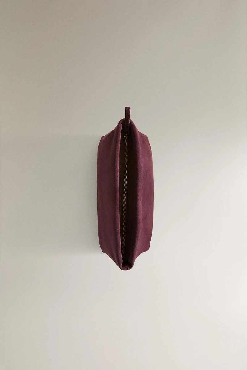 SPLIT LEATHER MAKEUP BAG