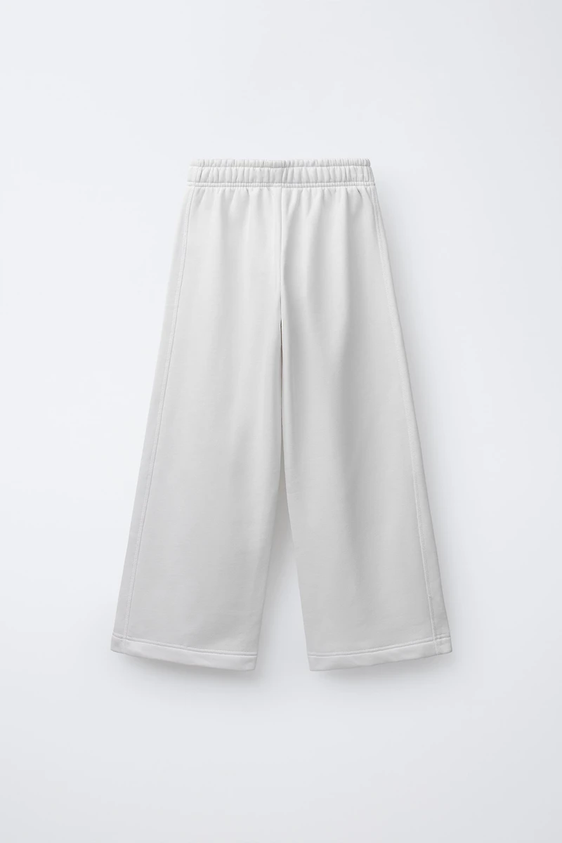 TEXT PRINT WIDE LEG PANTS