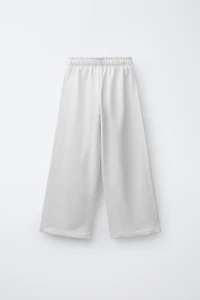 TEXT PRINT WIDE LEG PANTS